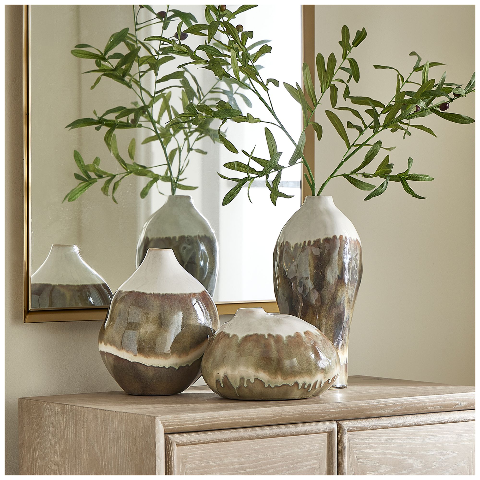 Image 3 Uttermost Earthflow Indoor-Outdoor 3-Piece Earthenware Vases more views