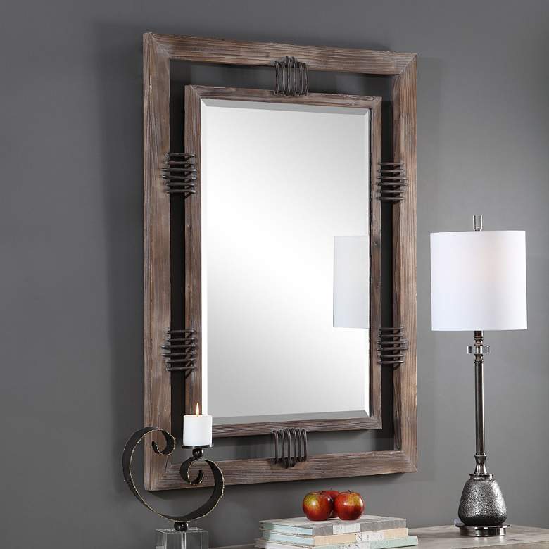 Image 1 Uttermost Ebbe Natural Wood 36 1/4 inch x 48 1/2 inch Wall Mirror