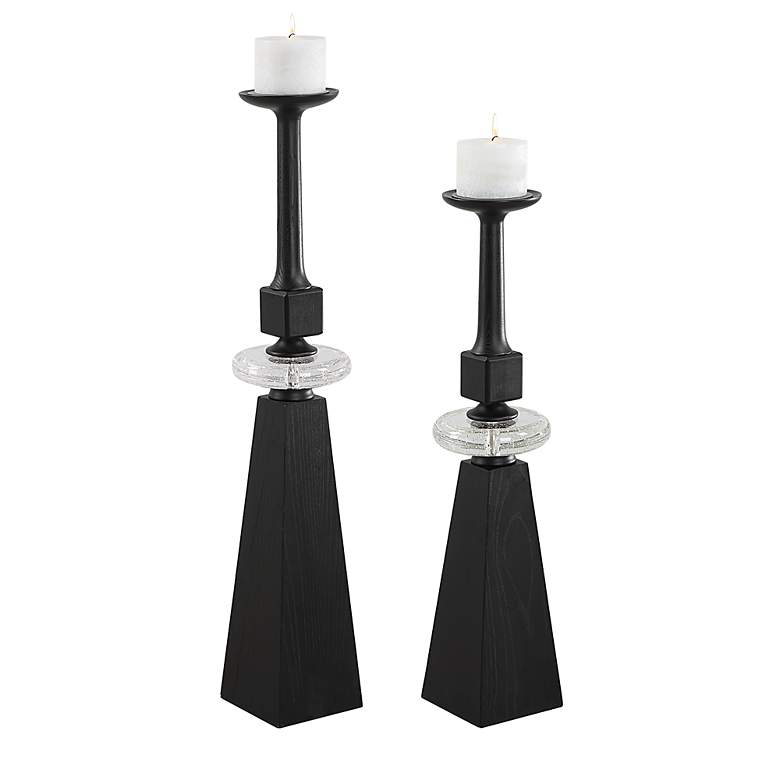Image 2 Uttermost Ebon Glow 2-Piece Candleholders
