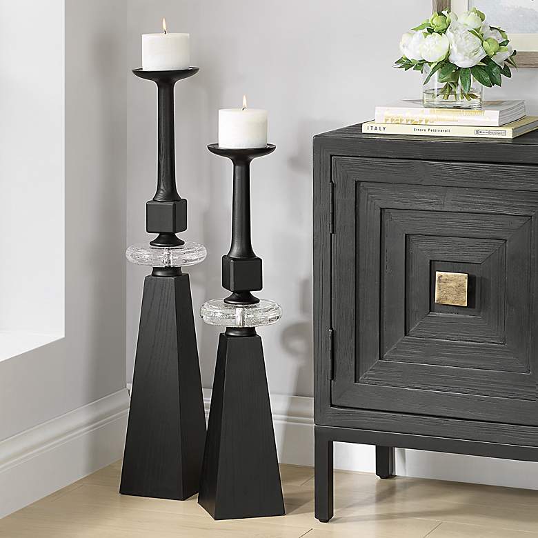 Image 1 Uttermost Ebon Glow 2-Piece Candleholders