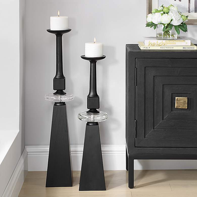 Image 3 Uttermost Ebon Glow 2-Piece Candleholders more views