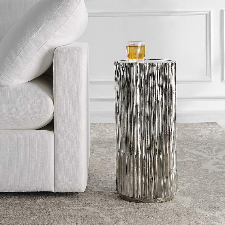 Image 1 Uttermost Echo 11" Wide Polished Dark Nickel Drink Table
