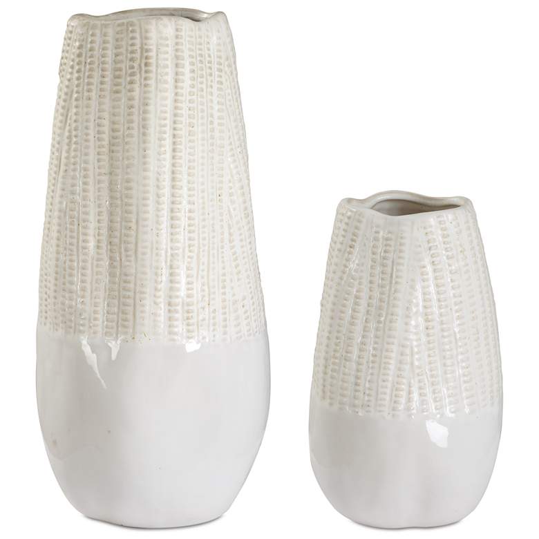 Image 2 Uttermost Echo Ridge 2-Piece White Ceramic Vase Set
