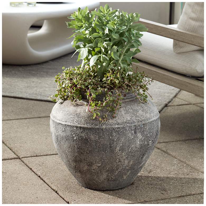 Image 1 Uttermost Echoes of Time 16" Wide Weathered Gray Indoor-Outdoor Planter