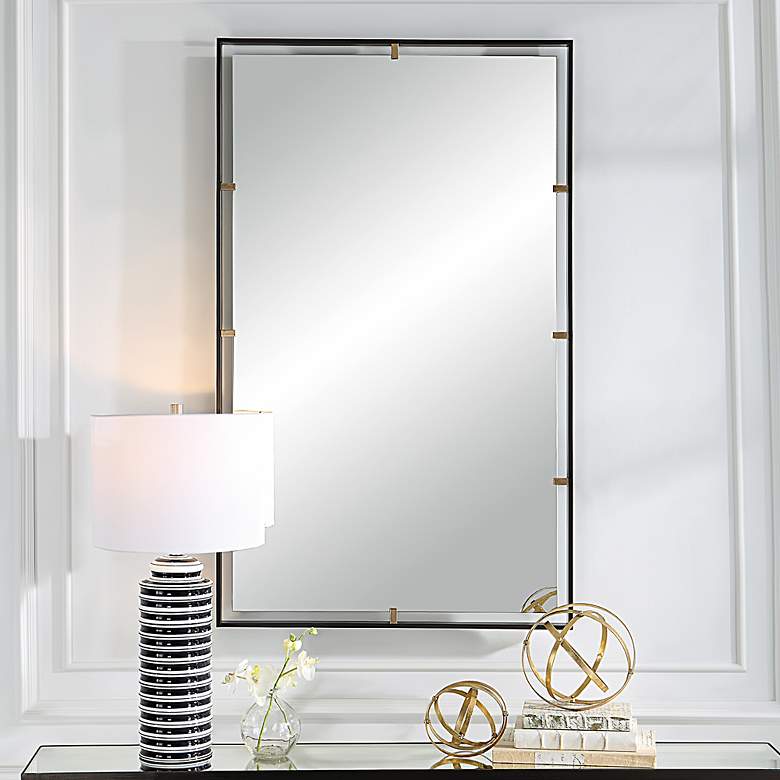 Image 1 Uttermost Egon 29.875" W x 50" H Rectangular Bronze Mirror