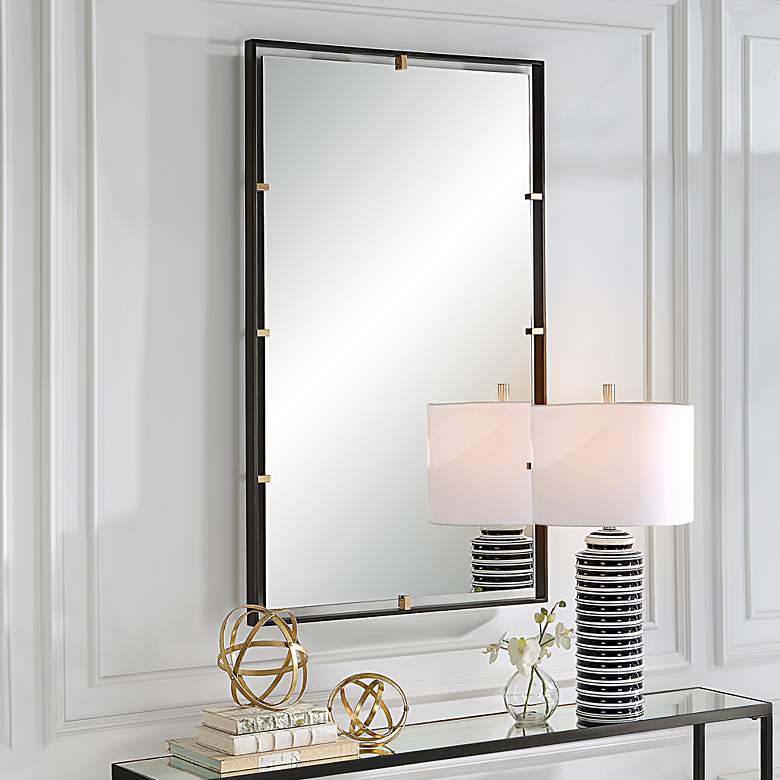 Image 3 Uttermost Egon 29.875" W x 50" H Rectangular Bronze Mirror more views