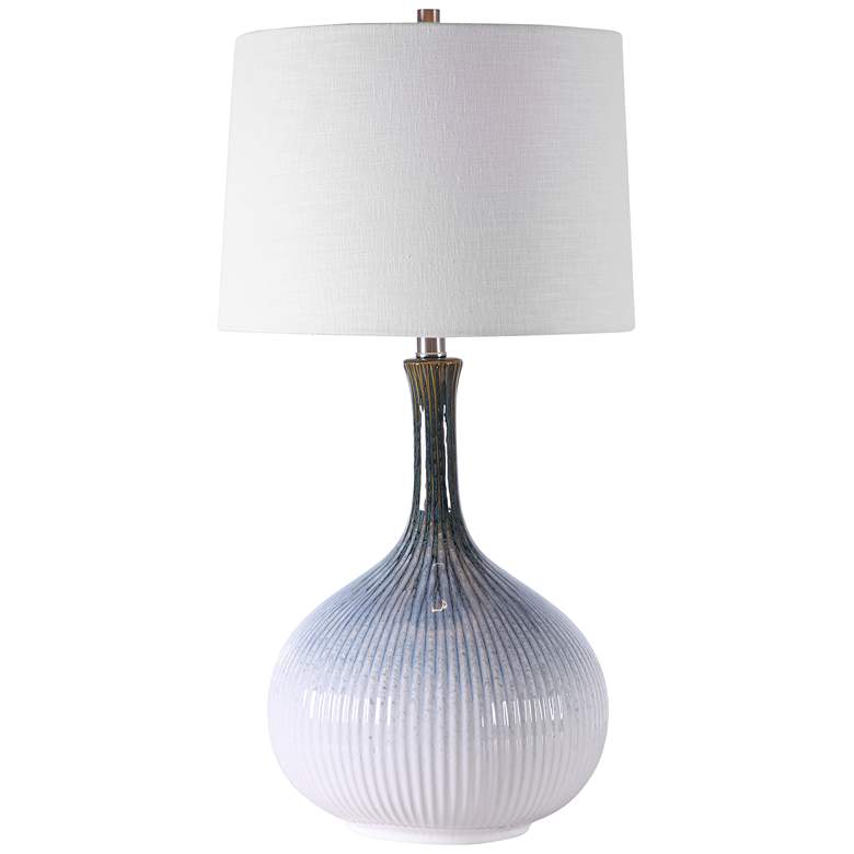 Image 2 Uttermost Eichler 28 inch Cream Blue Modern Ceramic Table Lamp