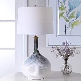 Image1 of Uttermost Eichler 28" Cream Blue Modern Ceramic Table Lamp