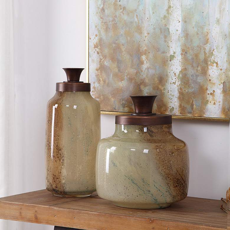 Image 1 Uttermost Elia Tan and Brown Containers Set of 2
