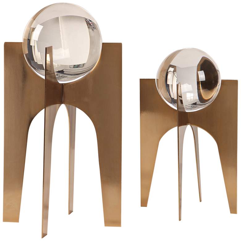 Image 2 Uttermost Ellianna 15 3/4" Crystal Sphere Modern Sculptures Set of 2