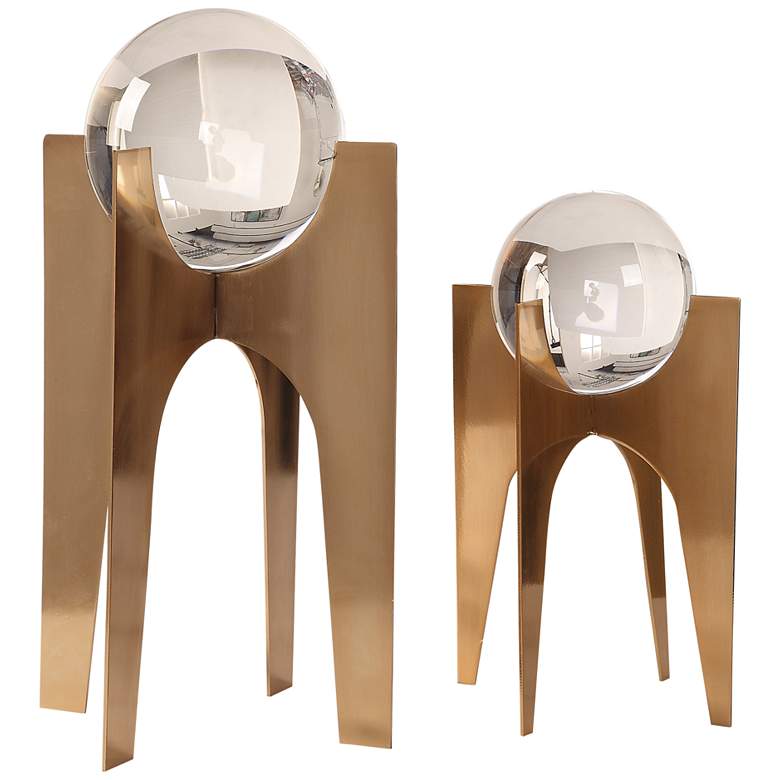 Image 3 Uttermost Ellianna 15 3/4" Crystal Sphere Modern Sculptures Set of 2 more views