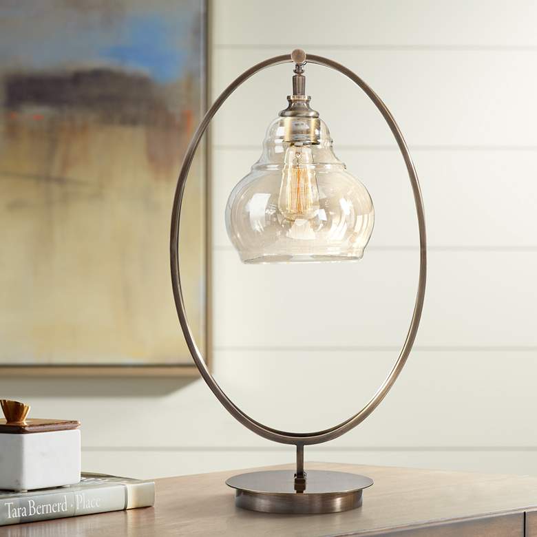 Image 1 Uttermost Elliptical Dark Antique Brass Accent Table Lamp