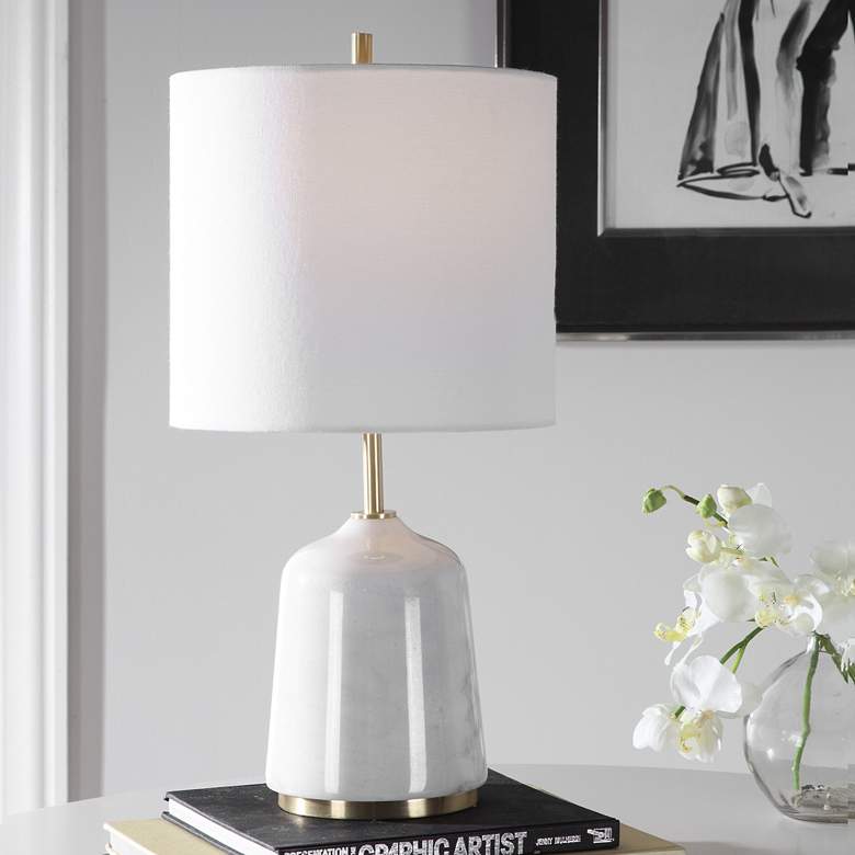 Image 1 Uttermost Eloise 20" High Modern White Marble Accent Table Lamp