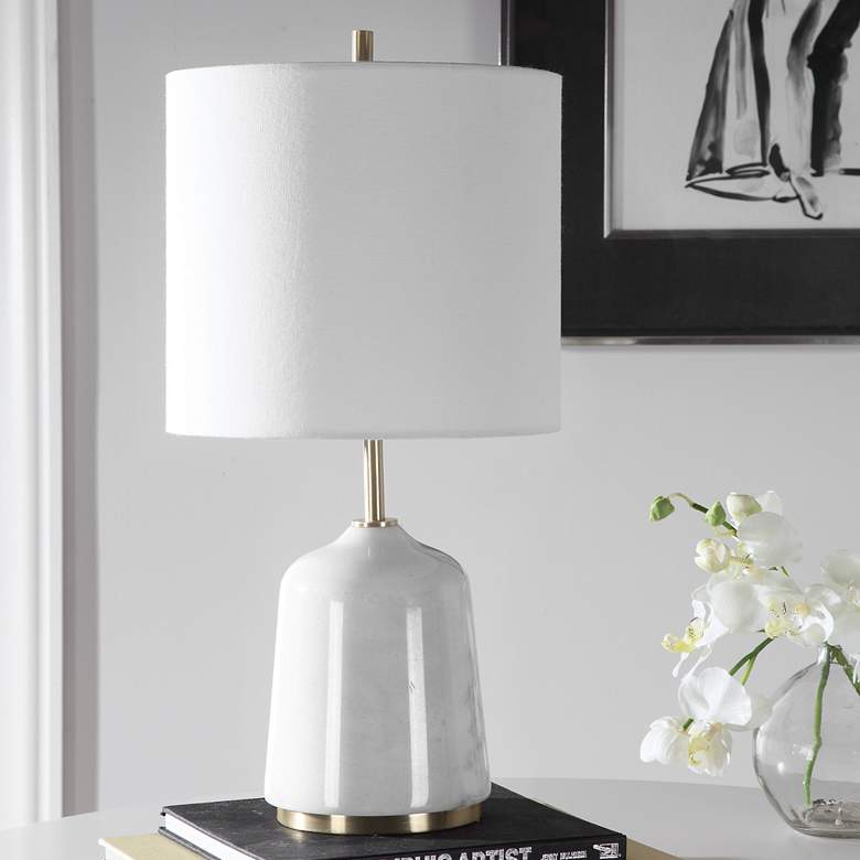 Image 7 Uttermost Eloise 20" High Modern White Marble Accent Table Lamp more views