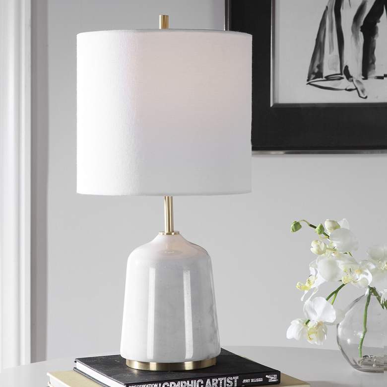 Image 1 Uttermost Eloise White and Gray Marble Accent Table Lamp