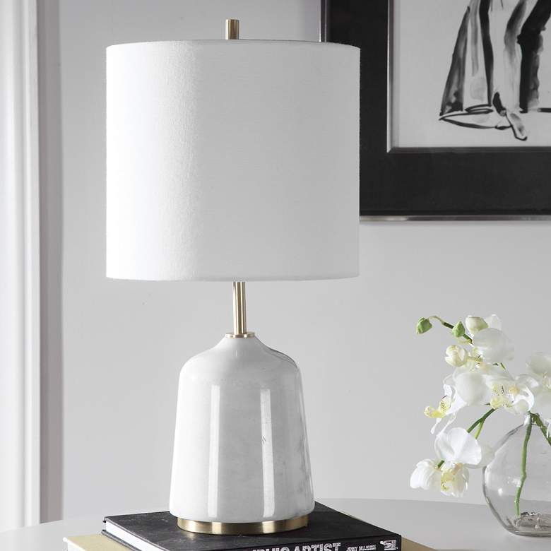 Image 7 Uttermost Eloise White and Gray Marble Accent Table Lamp more views