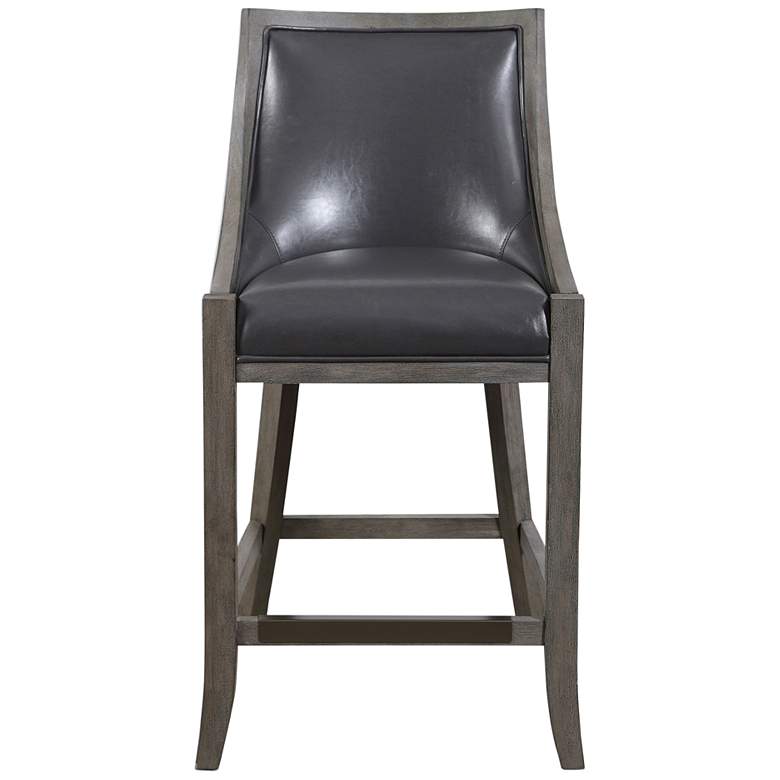 Image 2 Uttermost Elowen Gray Leather Counter Height Bar Stool