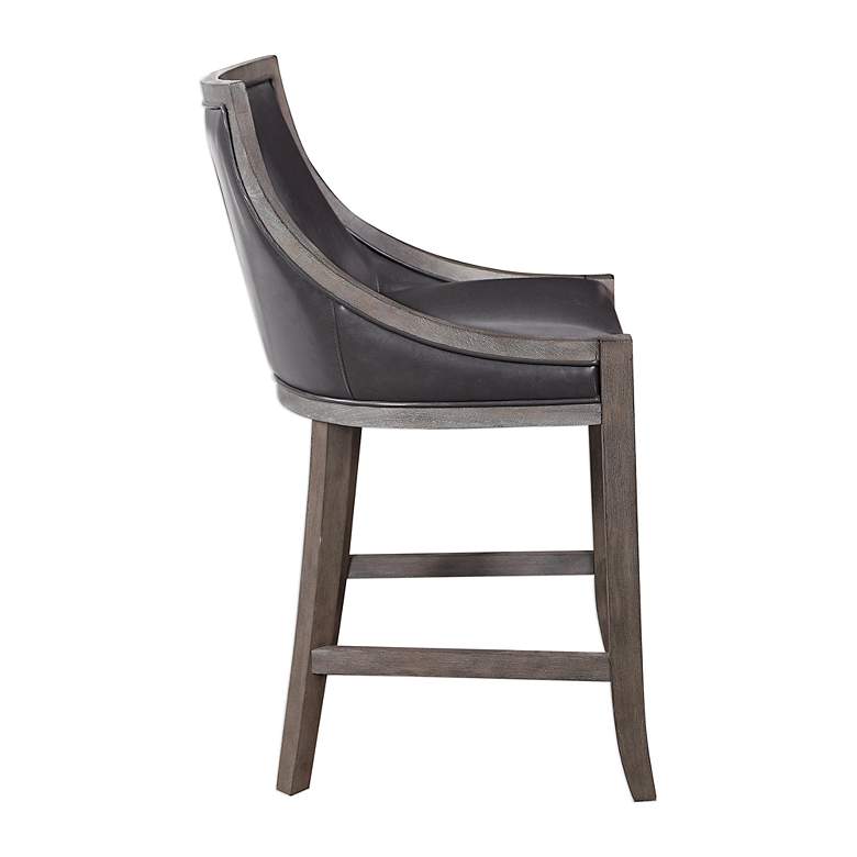 Image 5 Uttermost Elowen Gray Leather Counter Height Bar Stool more views