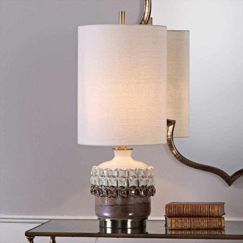 Image 1 Uttermost Elsa 2-Tone Rust and Gloss Ivory Ceramic Table Lamp