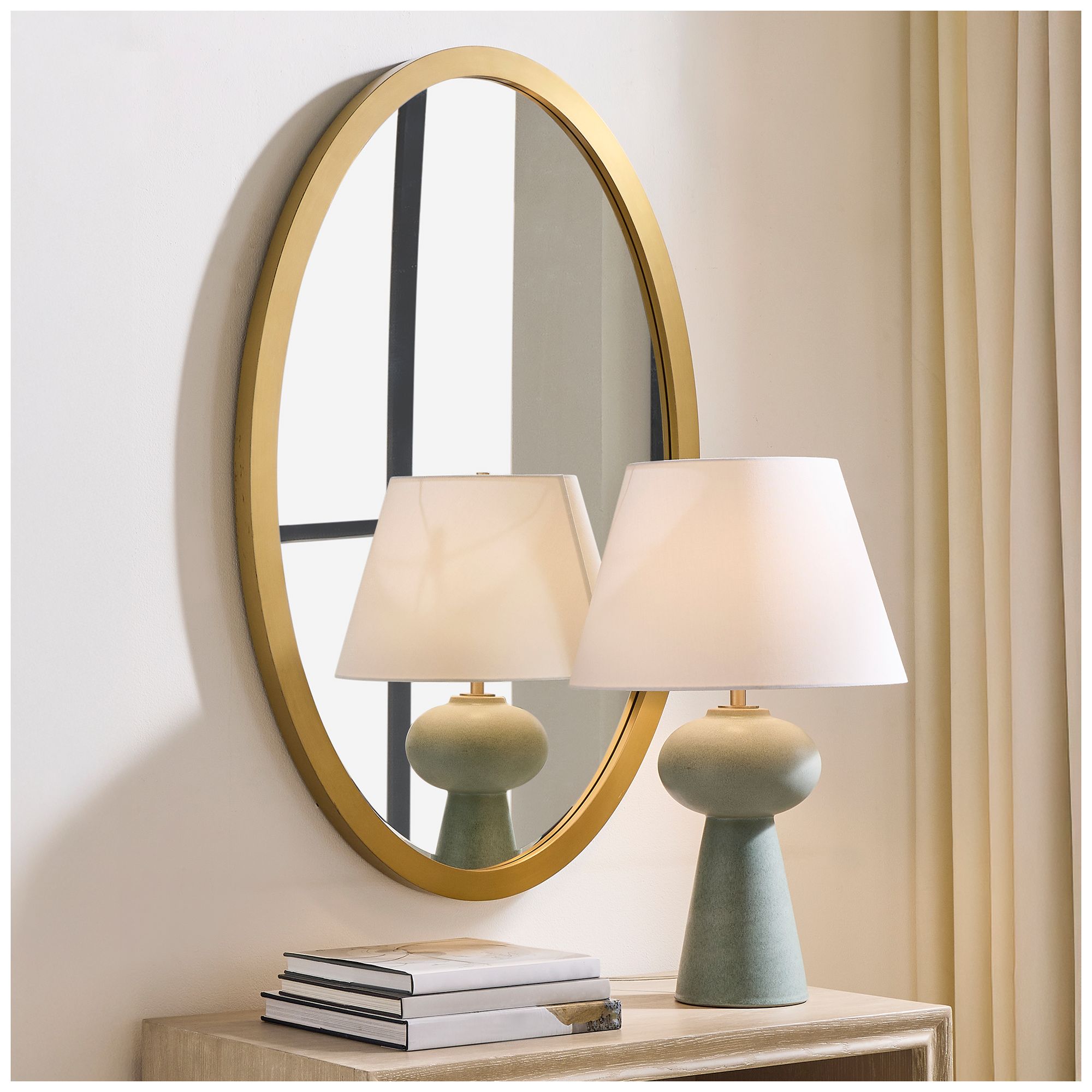 Image 3 Uttermost Elstree 27" x 42" Gold SS Oval Mirror more views