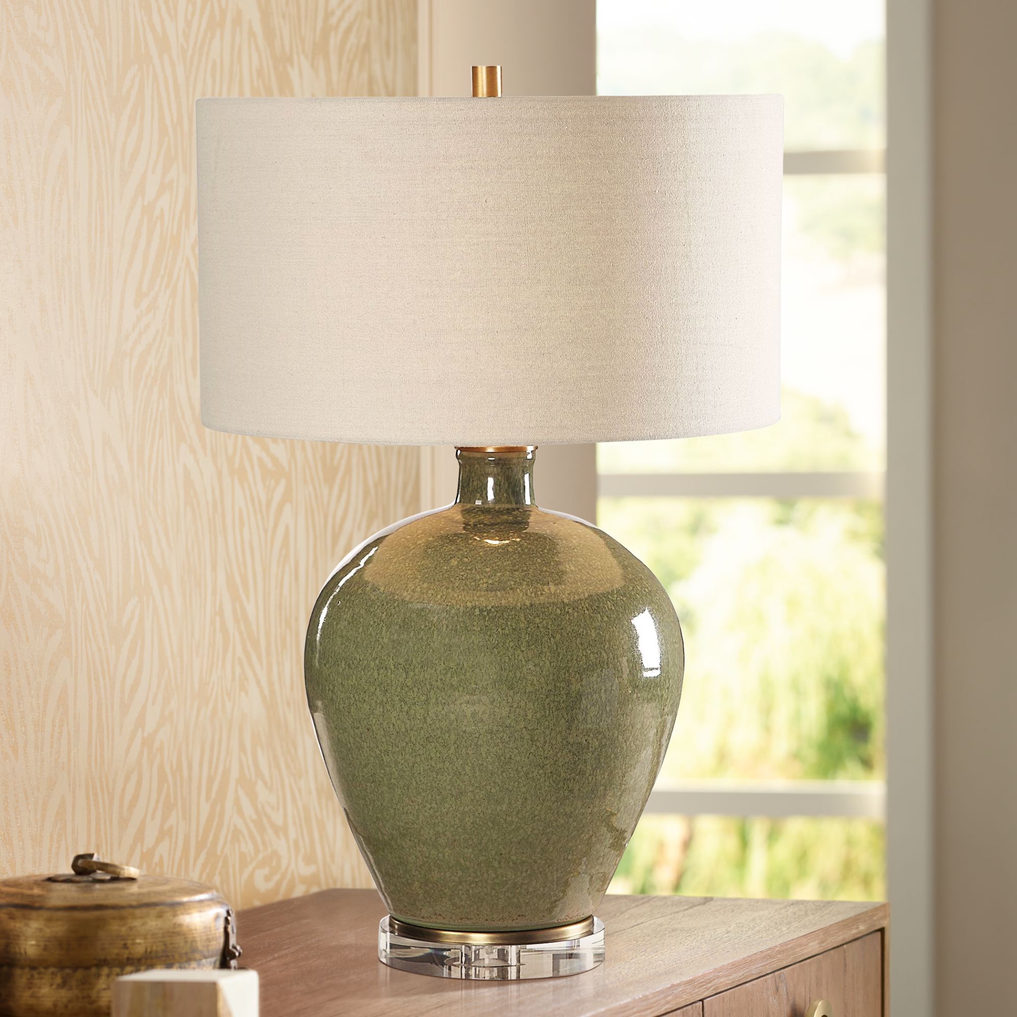 Fashion green ceramic lamp base