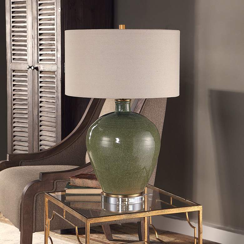 Image 4 Uttermost Elva 27 1/4 inch Emerald Green Glaze Ceramic Table Lamp more views