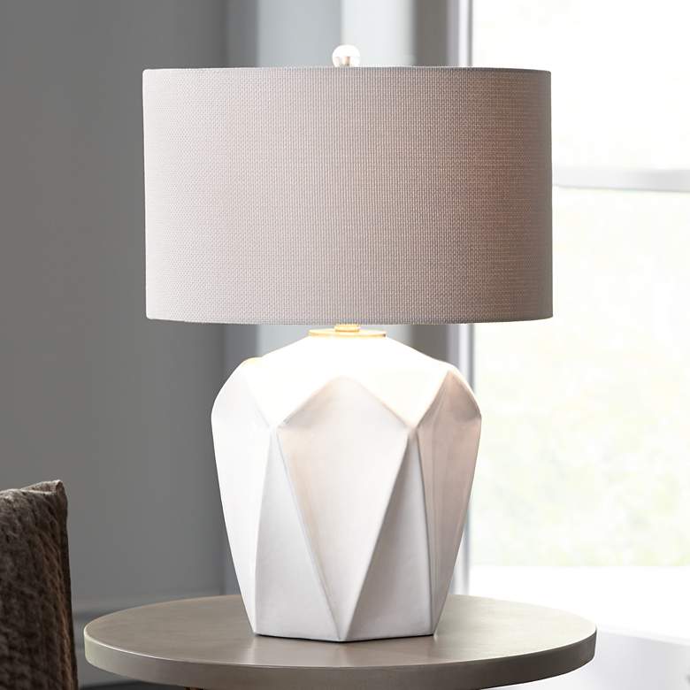 Image 1 Uttermost Elvilar Glossy White Ceramic Table Lamp