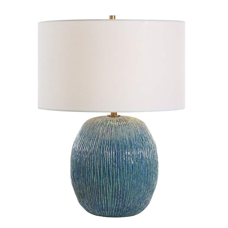 Image 2 Uttermost Elysia Blue Ceramic Accent Table Lamp