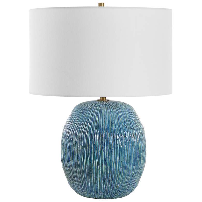 Image 5 Uttermost Elysia Blue Ceramic Accent Table Lamp more views