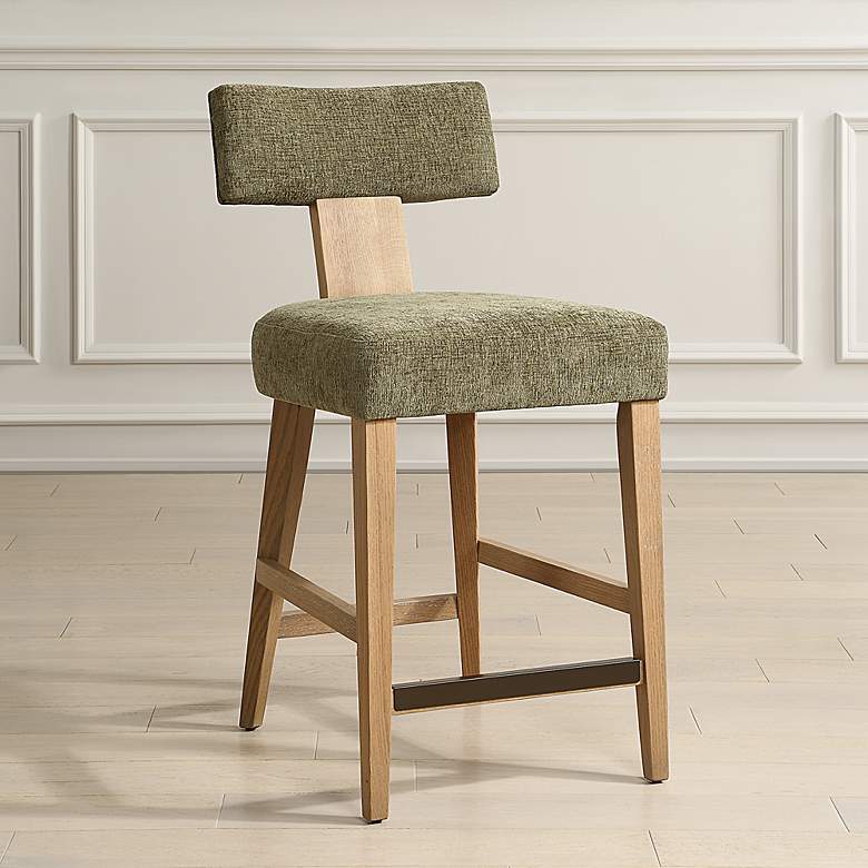 Image 1 Uttermost Elysian Moss Green and Natural Oak Counter Stool