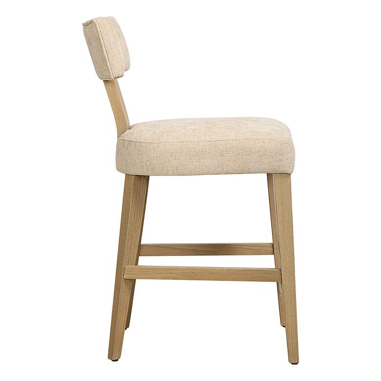 Image 4 Uttermost Elysian Sand Fabric and Natural Oak Wood Counter Stool more views