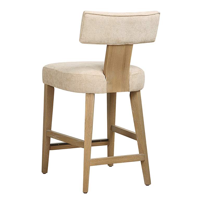 Image 6 Uttermost Elysian Sand Fabric and Natural Oak Wood Counter Stool more views
