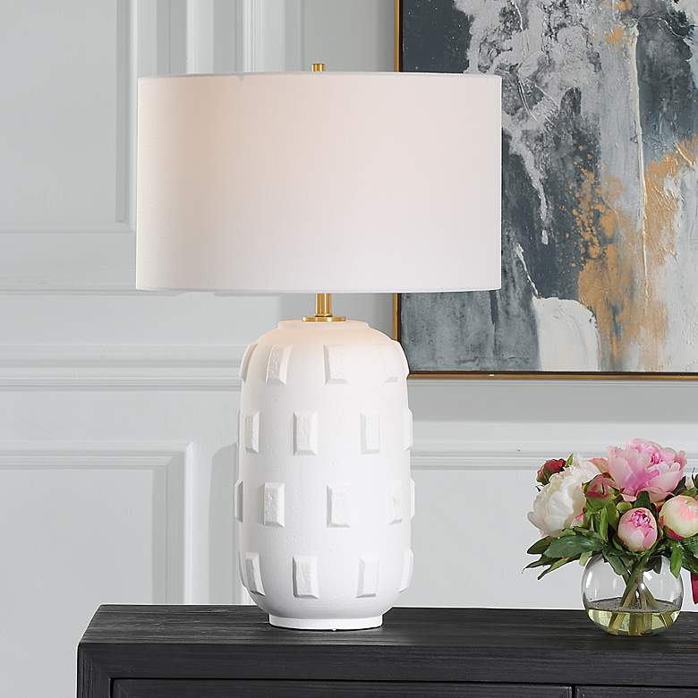 Image 1 Uttermost Emerie 26 1/4" High Modern Matte White Ceramic Table Lamp