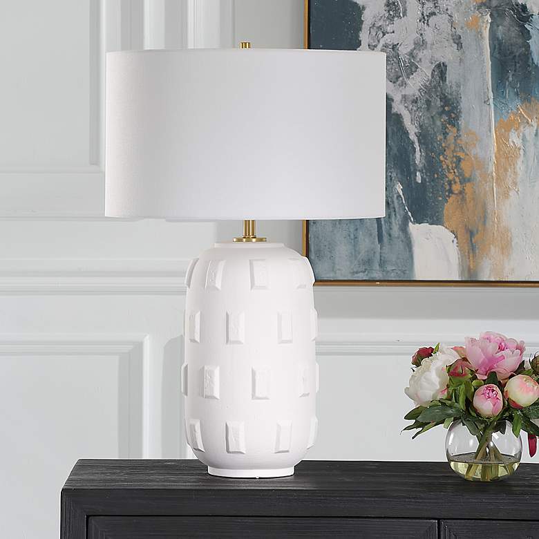 Image 3 Uttermost Emerie 26 1/4" High Modern Matte White Ceramic Table Lamp more views