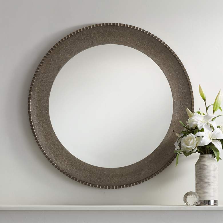 Image 1 Uttermost Empire Matte Metallic Silver 34" Round Wall Mirror