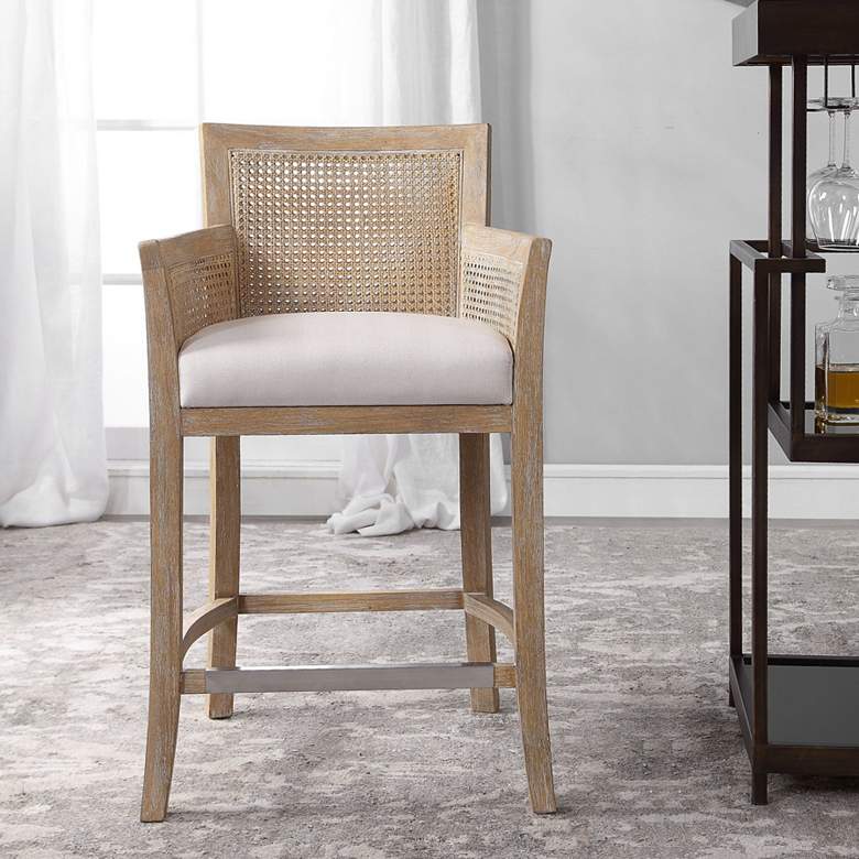 Image 1 Uttermost Encore 26" Natural Wood and Rattan Counter Stool