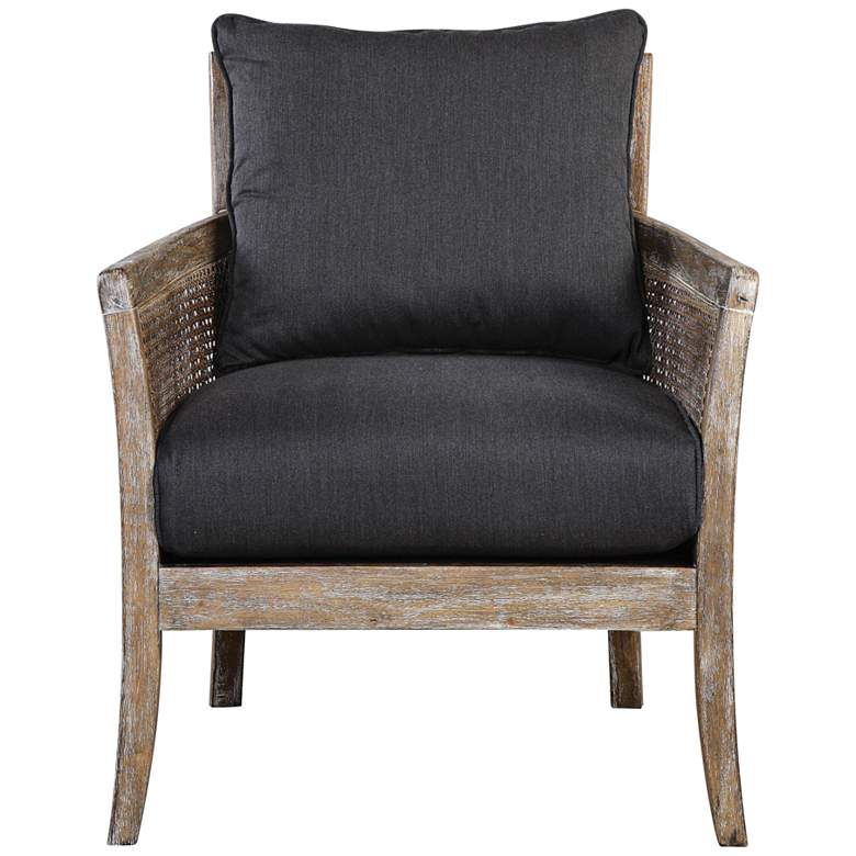 Image 3 Uttermost Encore Dark Gray Fabric and Wood Accent Armchair