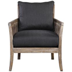 Uttermost Encore Dark Gray Fabric and Wood Accent Armchair