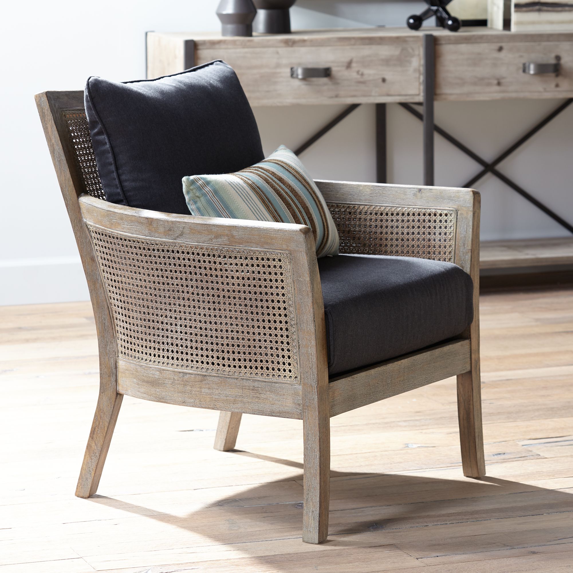 grey wood armchair