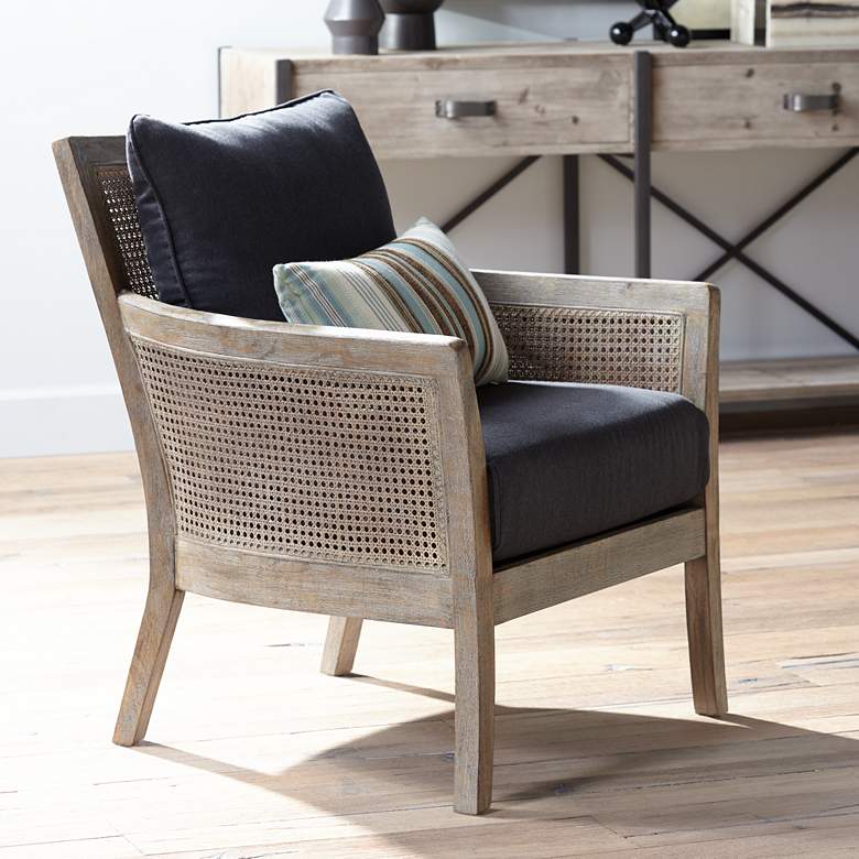 Image 2 Uttermost Encore Dark Gray Fabric and Wood Accent Armchair