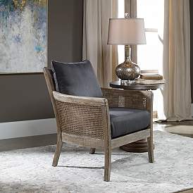 Image5 of Uttermost Encore Dark Gray Fabric and Wood Accent Armchair more views