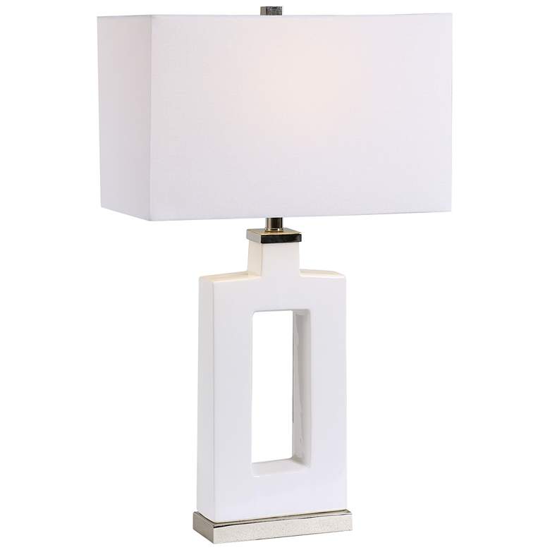 Image 2 Uttermost Entry 29 1/2 inch Modern White Glaze Ceramic Table Lamp