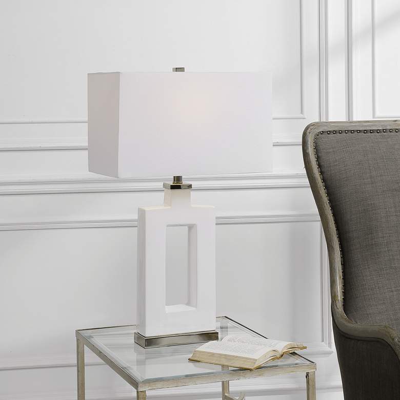 Image 1 Uttermost Entry 29 1/2 inch Modern White Glaze Ceramic Table Lamp