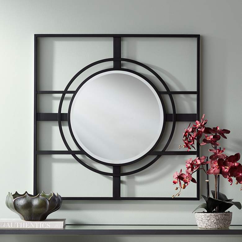 Image 1 Uttermost Eric Black 34 inch Square Openwork Wall Mirror