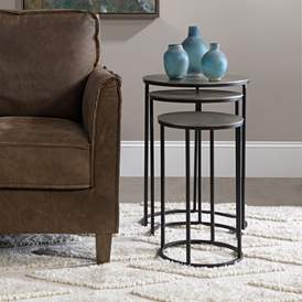 Image5 of Uttermost Erik 17" Wide Aged Black Nesting Tables Set of 3 more views