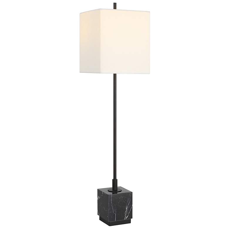 Image 3 Uttermost Escort 37" High Satin Black Metal Buffet Table Lamp