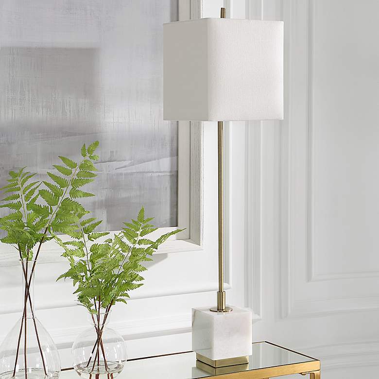 Image 1 Uttermost Escort Plated Brushed Brass Buffet Table Lamp