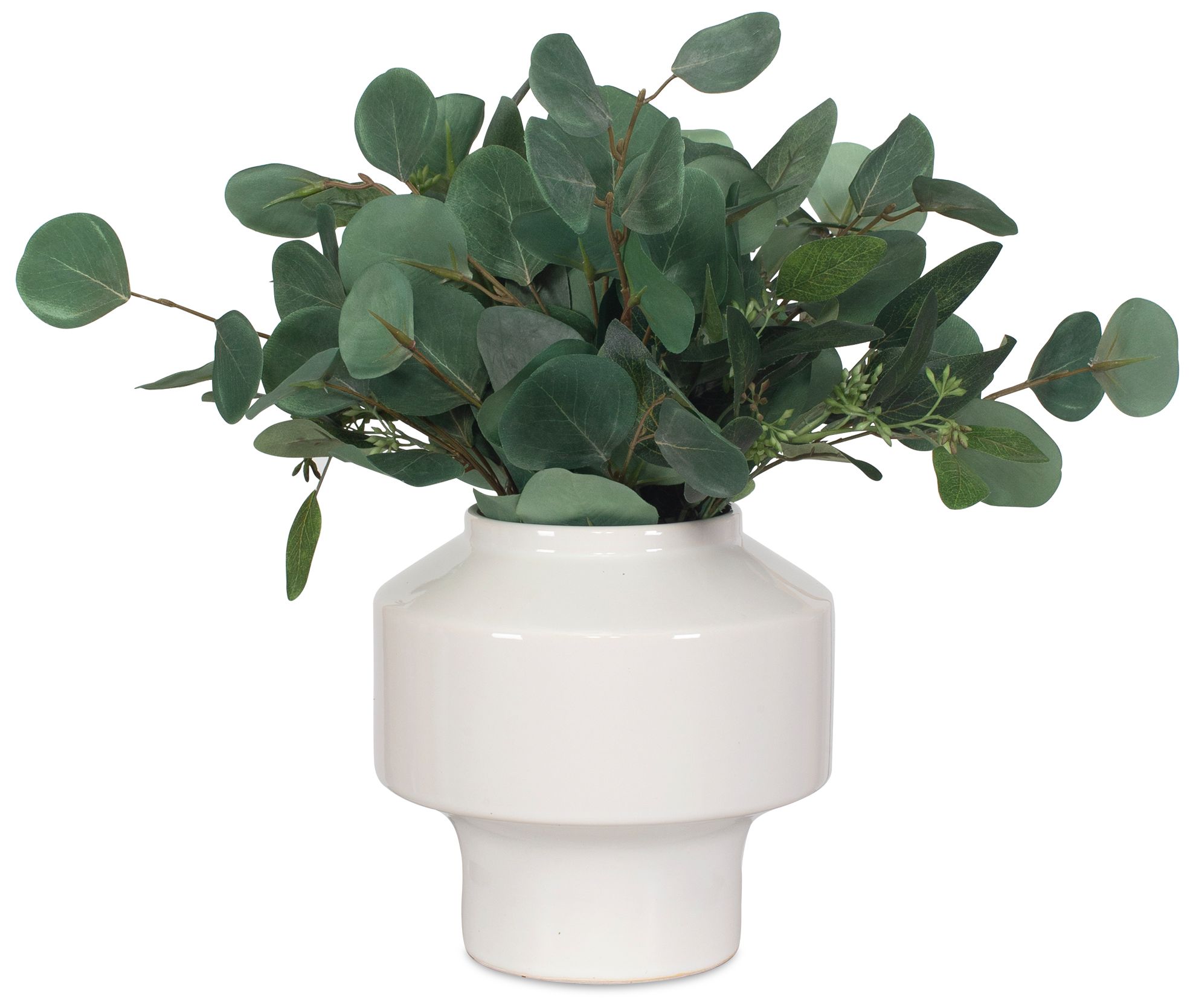 Image 2 Uttermost Essence Eucalyptus 16" High Faux Flower in a White Ceramic Pot
