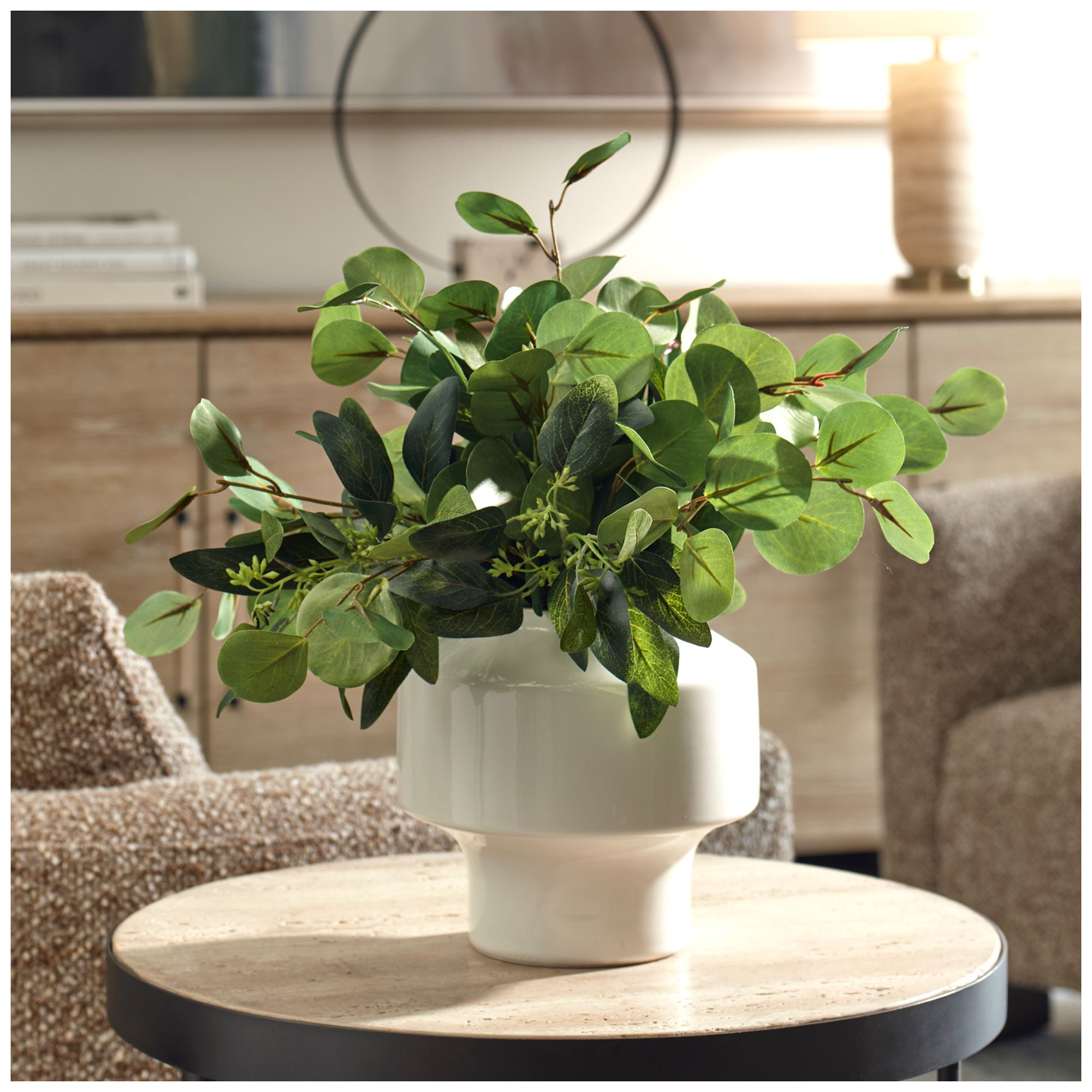 Image 3 Uttermost Essence Eucalyptus 16" High Faux Flower in a White Ceramic Pot more views