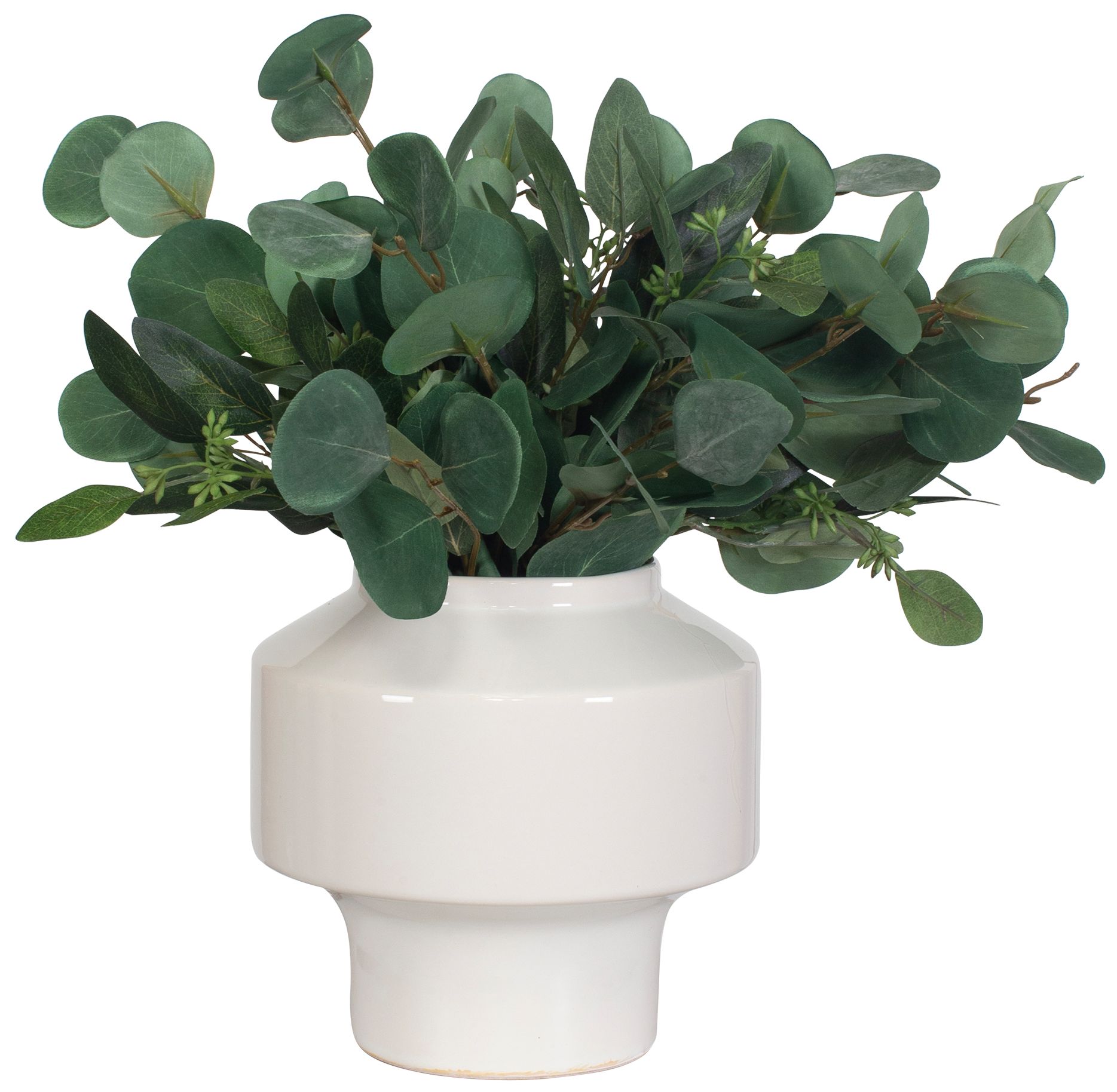 Image 4 Uttermost Essence Eucalyptus 16" High Faux Flower in a White Ceramic Pot more views
